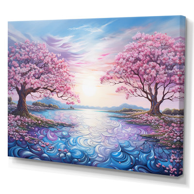 Magnifique paysage de rhododendron rose sur toile