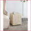 Tabouret carré Capiz - Base en laiton, utilisation intérieure polyvalente | Crème | Panneau de fibres à densité moyenne