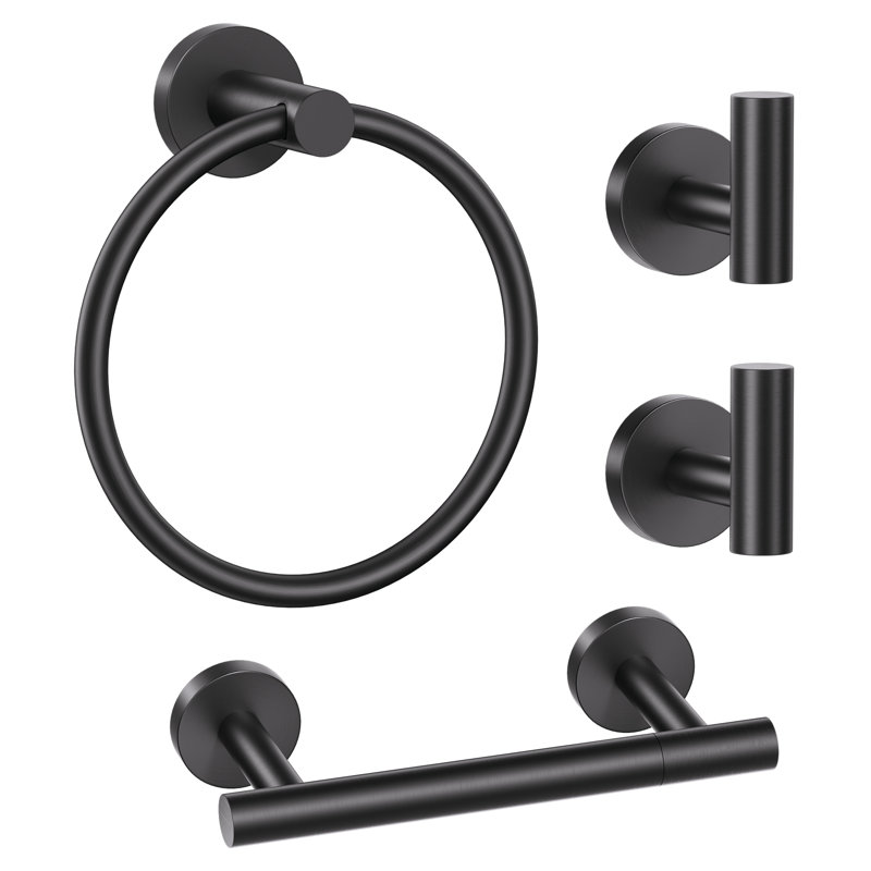 4-piece Bathroom Hardware Set, Matte Black