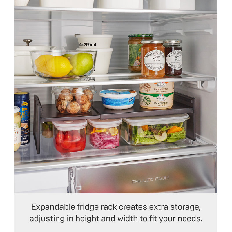Black Expandable Plastic Refrigerator Riser Shelf