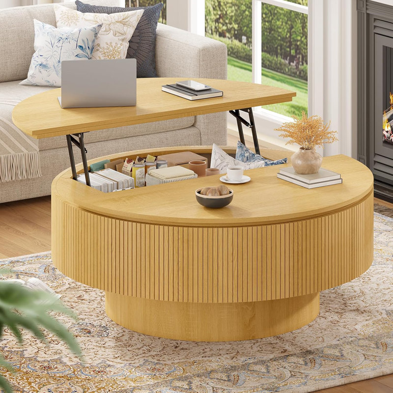 Table basse à plateau relevable Kalisa, 	Chêne