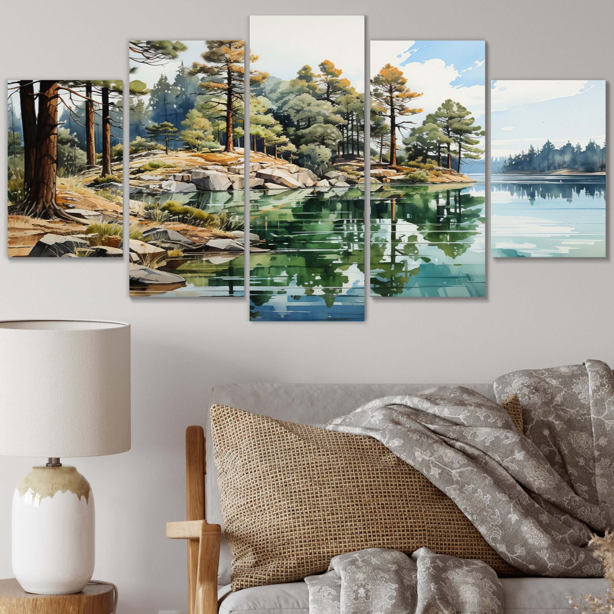 Millwood Pines Pine Tree Reflections I - Tree Pine Canvas Art Print - 5 ...
