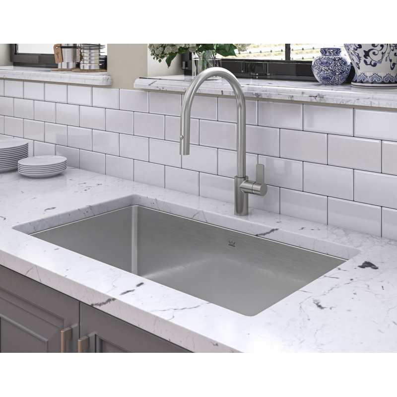 Brookmore 32.5'' Satin Stainless Steel Single Bowl Undermount Kitchen Sink