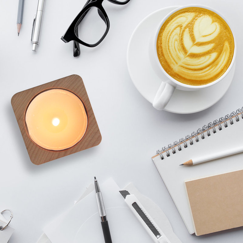 2.8'' H Wood Tabletop Tealight Holder