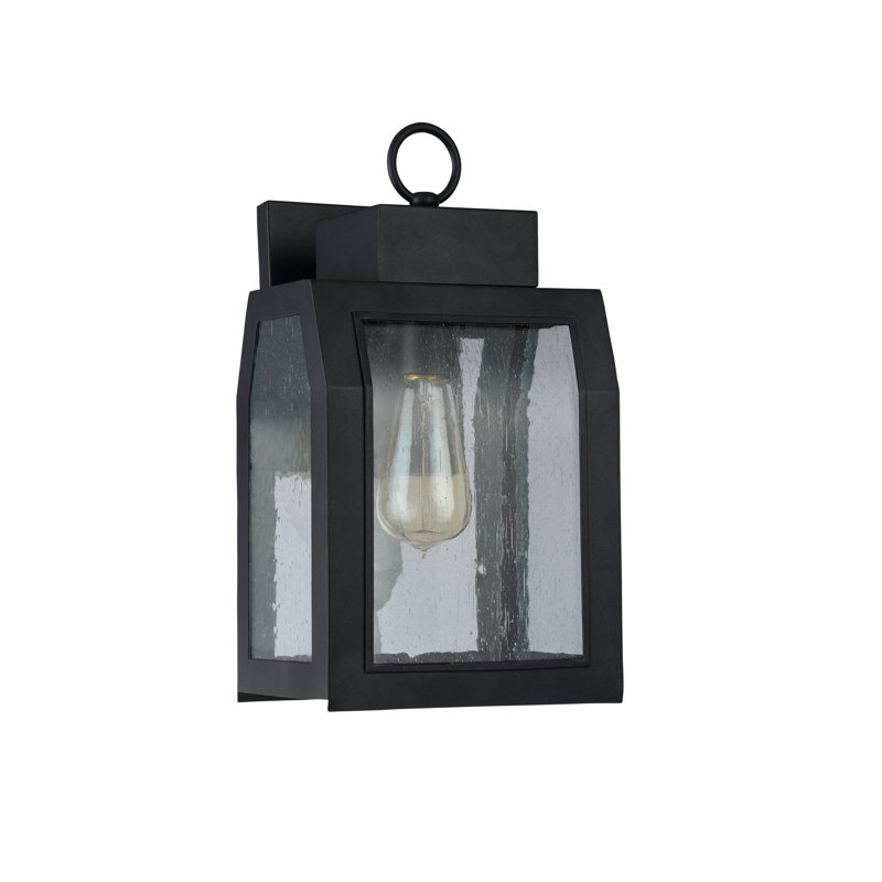 Lanterne murale d'extérieur à 1 ampoule Abram, H 14 po x l 7,5 po x p 7 po, Noir texturé