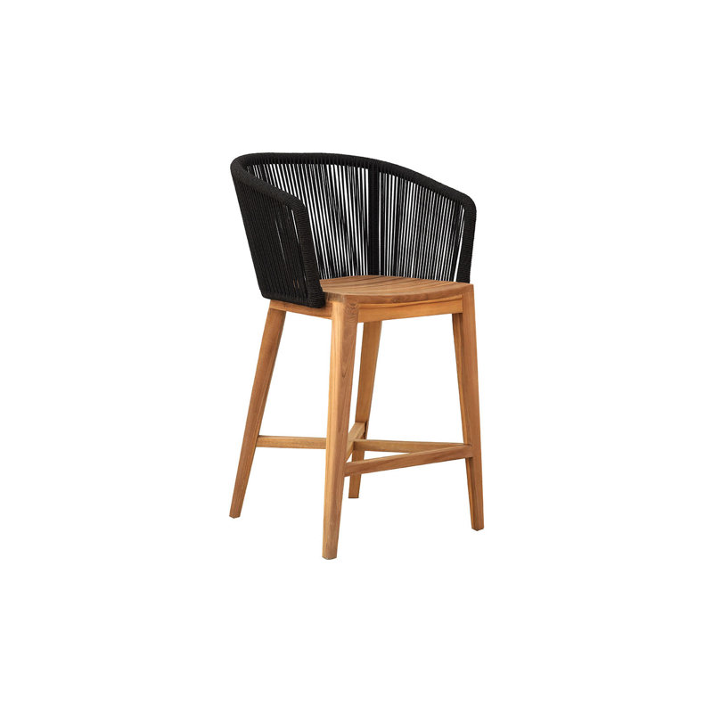 Westlake Outdoor Teak Bar Stool, Black