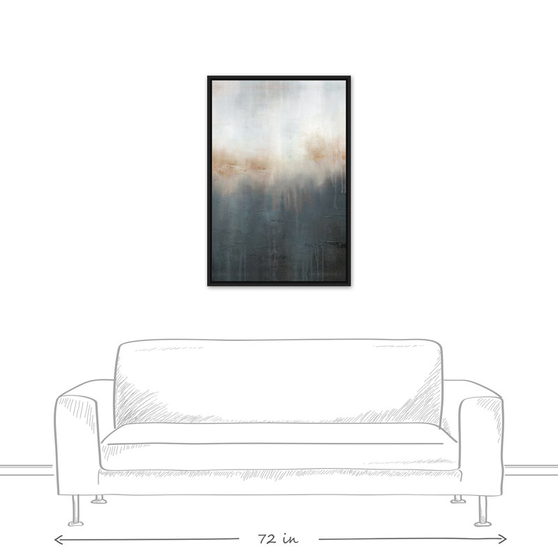 Toile flottante sable et eau flottante, H 37,75 po x l 25,75 po x P 1,75 po, Cadre flottant noir