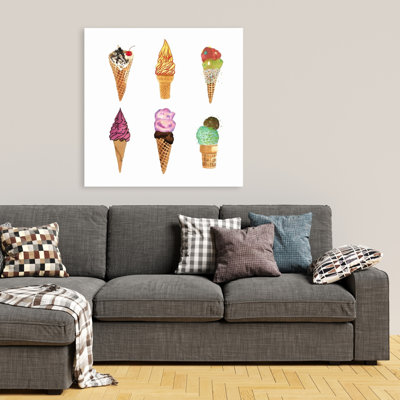 Ice Cream Cones - Food Illustrative Canvas for Home Decor