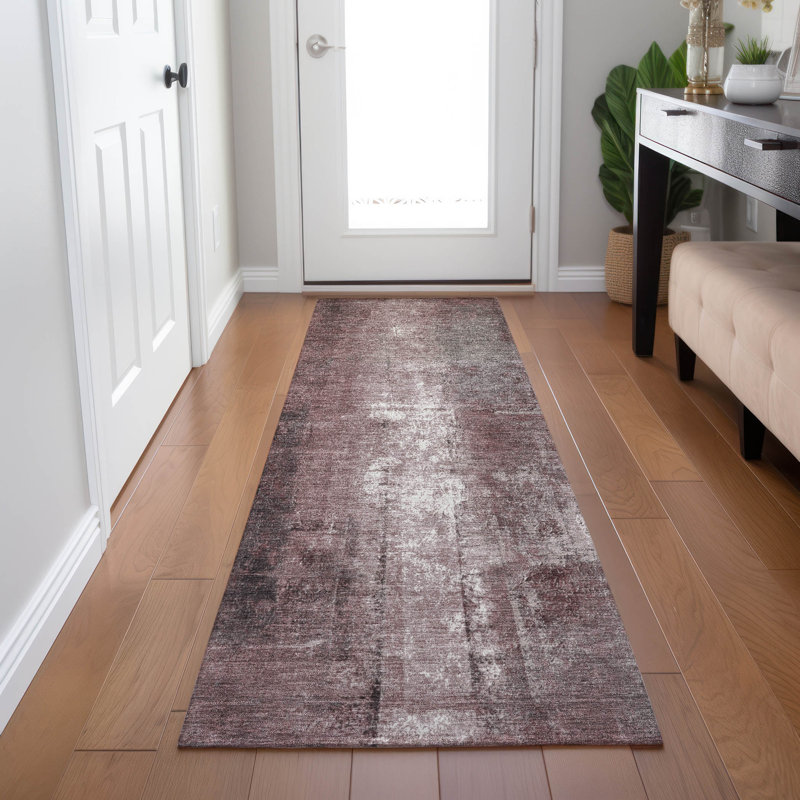 Machine Washable Indoor/Outdoor Xhevrie Blush Rug, Runner 2'3" x 7'6"