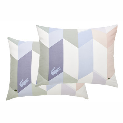 Lacoste Beaumont 100% Cotton Comforter Set, Soft Breathable All-Season with Embroidered Crocodile, Full/Queen 4-Piece Multi-Light