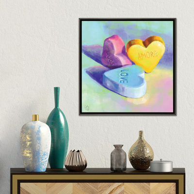 Candy Hearts - Wall Art Print - Framed Canvas