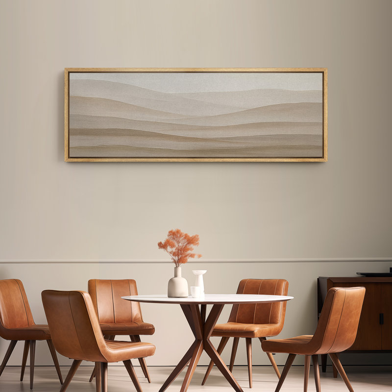 Large Framed Canvas Print Wall Art - Neutral Abstract Landscape Print for Minimalist Modern Wall Decor, 20" H x 60" W