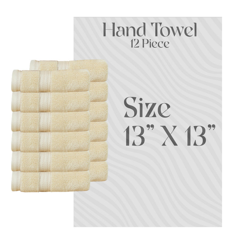 Elegance Essentials 550GSM 100% Cotton Zero Twist Super Absorbent Wash Cloth (Set of 12) - 13"x13", Yellow