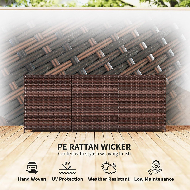 175 Gallon Outdoor Storage Box With Inner Liner, PE Rattan Wicker Deck Box With Pneumatic Bar Lift For Indoor & Outdoor, Patio Furniture Cushions, Pool Supplies, Garden Tools, Mixed Brown