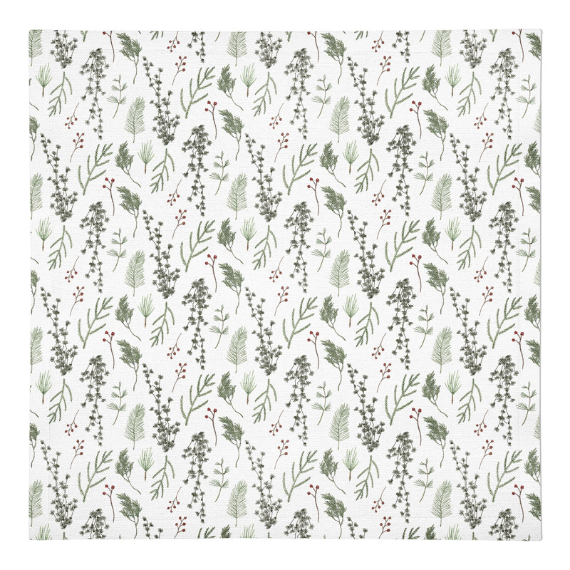 Moscu Cotton Twill Floral Square Napkin, White