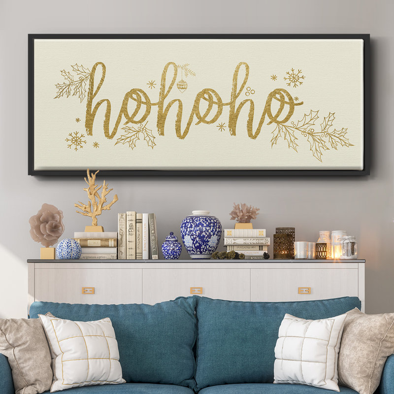 Toile encadrée dorée HOHOHO, H 8 po x l 20 po