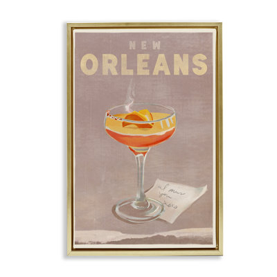 New Orleans Cocktail Framed Floater Canvas by The Whiskey Ginger