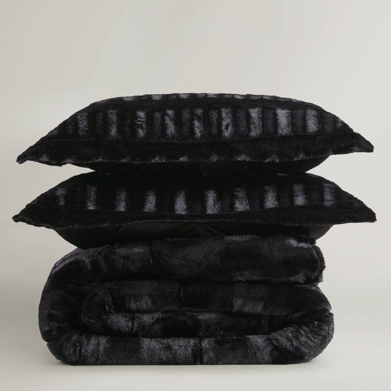 Soft Bedding Sets, Twin XL Comforter + 1 Standard Sham, Black