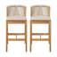 Ensemble de 2 tabourets d'extérieur Louie en bois de teck avec coussin beige