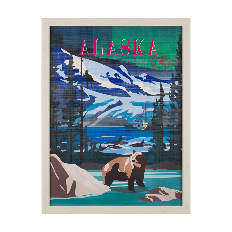 «Go USA» par Studio, reproduction d'art encadrée sous verre, L 33,0 x l 1,5 x H 43,0, Brun, Sans mat