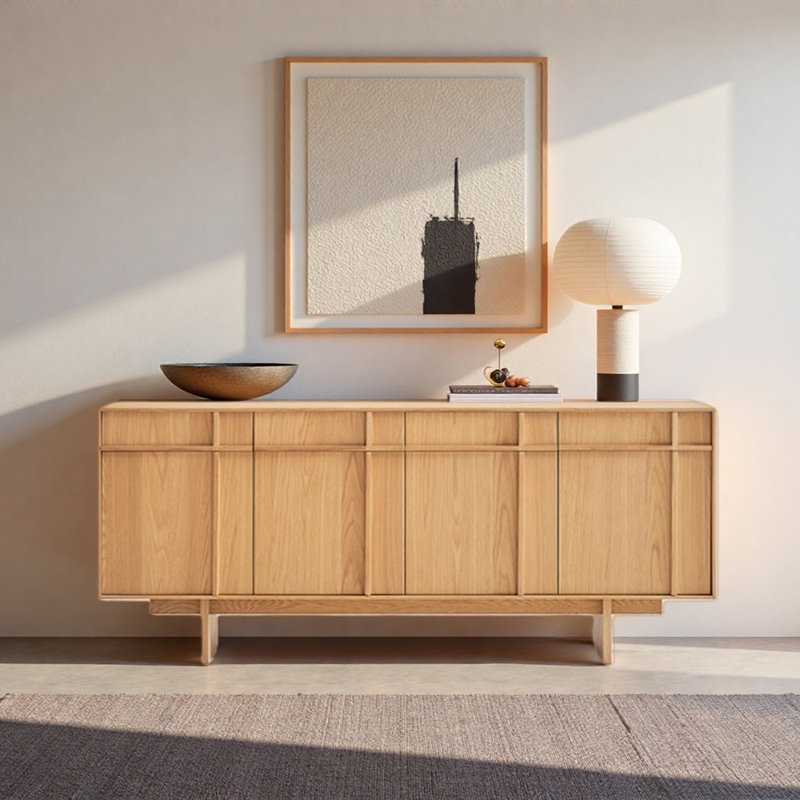 Buffet simple rétro, Burlywood, H 30,71 po x l 70,87 po x P 17,13 po