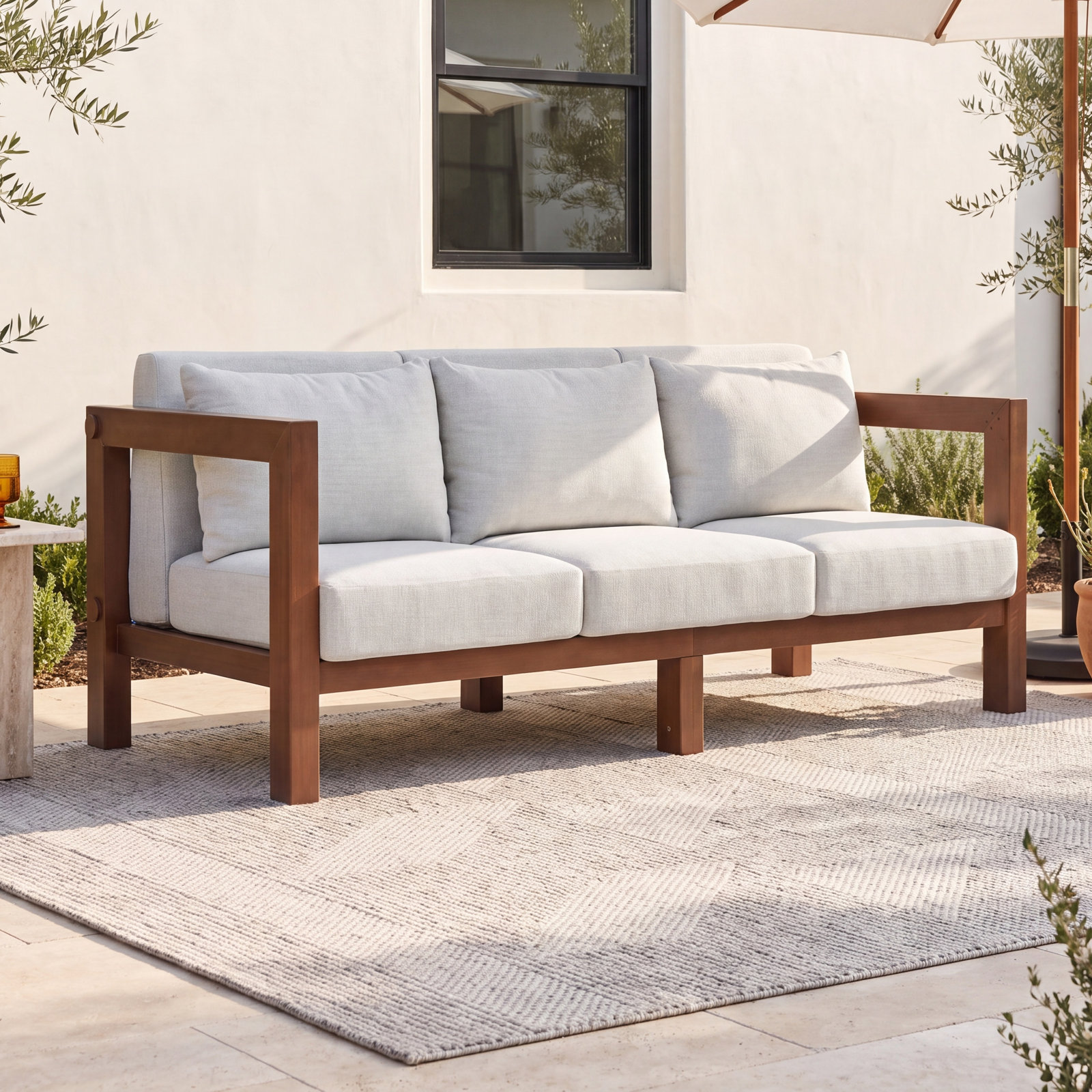 Olivia 94" Eucalyptus Patio Sofa