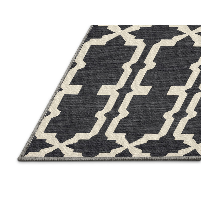 Machine Washable Trellis Gray Area Rug, Square 3'