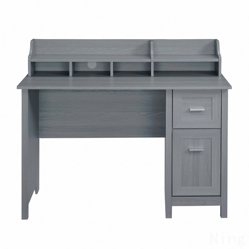 Classic Office Desk With Storage, Grey