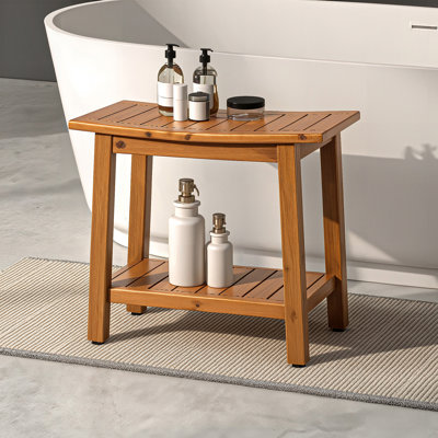 Banc de douche en teck de 20 po de largeur, tabouret de douche en teck pour douche intérieure, siège de tabouret de salle de bain