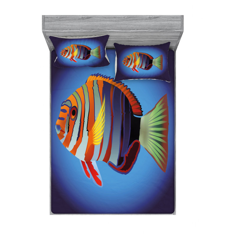Ensemble de draps Exotic Ocean, Ensemble de drap pour grand lit avec drap-housse