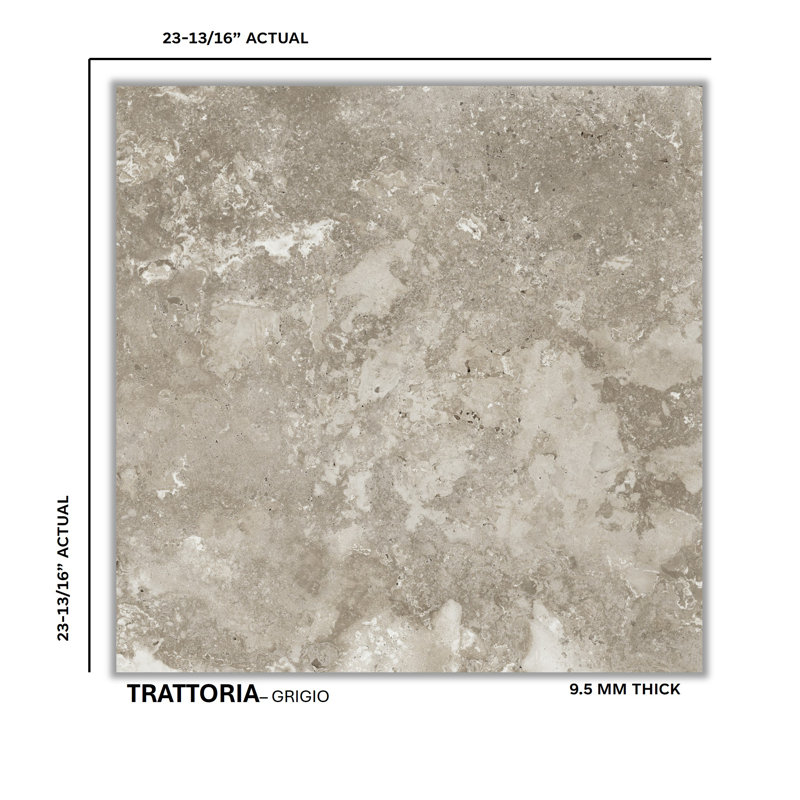 Tratorria 24" X 24" Porcelain Stone Look Tile, Latte