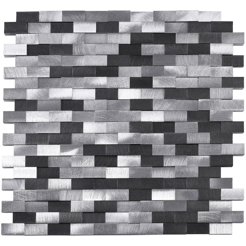 Slender Random 11.75'' W X 11.75'' Metal Brick Joint Mosaic Wall Tile 