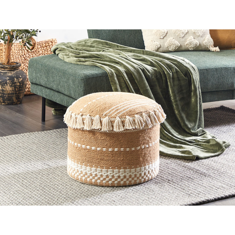 Cuaron 50cm Wide Round Abstract Pouffe Ottoman