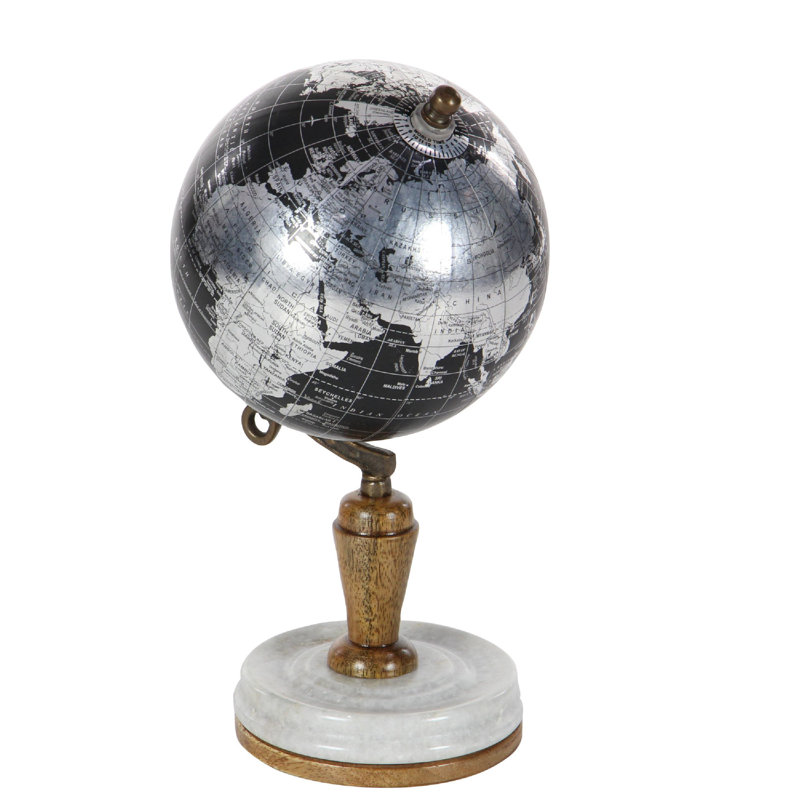 Plastic Educational/Geographic Earth Globe with Marble Base, Black