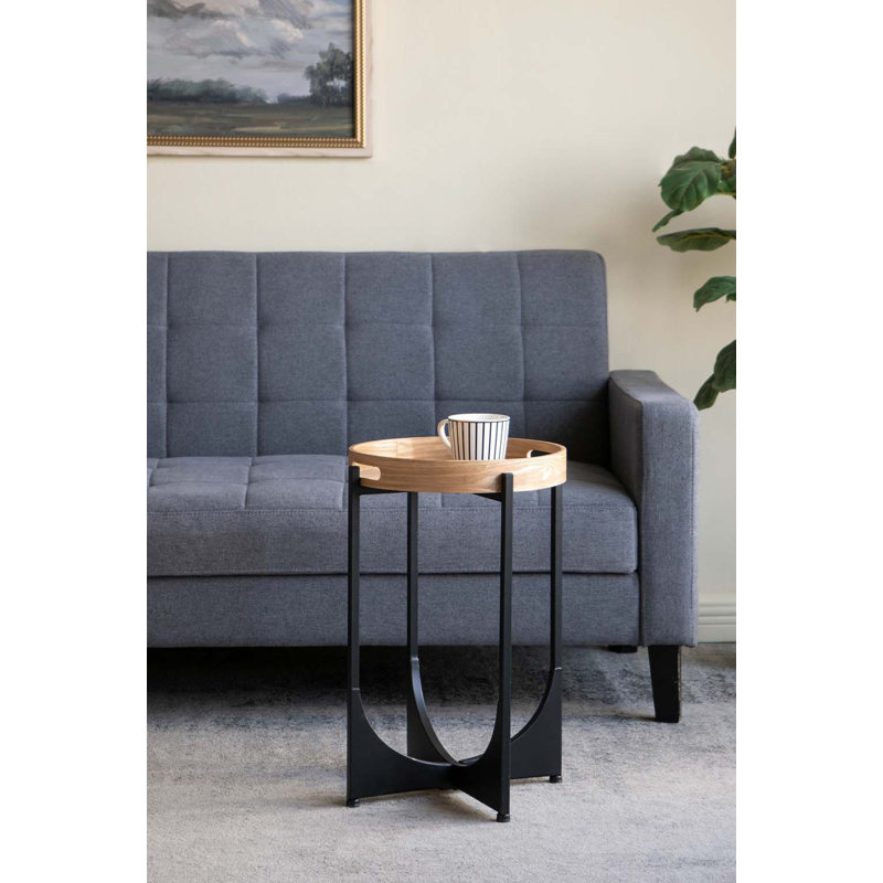 Table d'appoint charmante à plateau supérieur avec base géométrique élégante pour espaces polyvalents