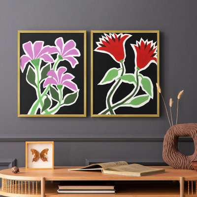 «Pop Flowers V-Premium», reproduction encadrée prête à accrocher - aucun clou requis - aucun clou requis