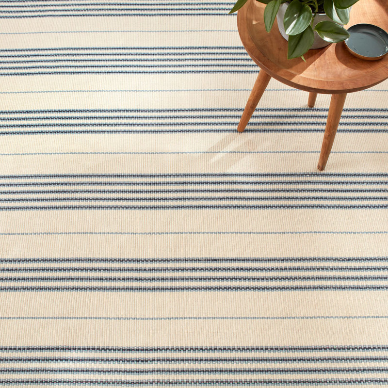 Conway Blue Handwoven Cotton Rug, Rectangle 8'6" x 11'6"