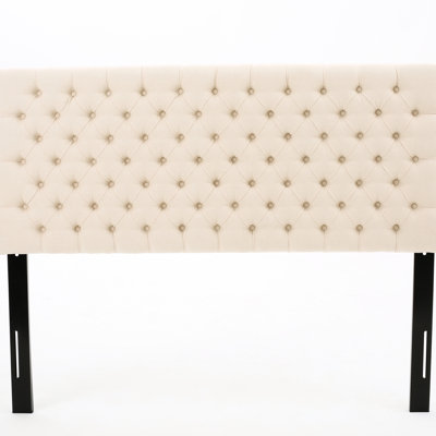 Contemporary Upholstered Beige Headboard For A Luxurious Queen Bed Modern Bedroom, Size, Fabric Upholstered, Assembly Required