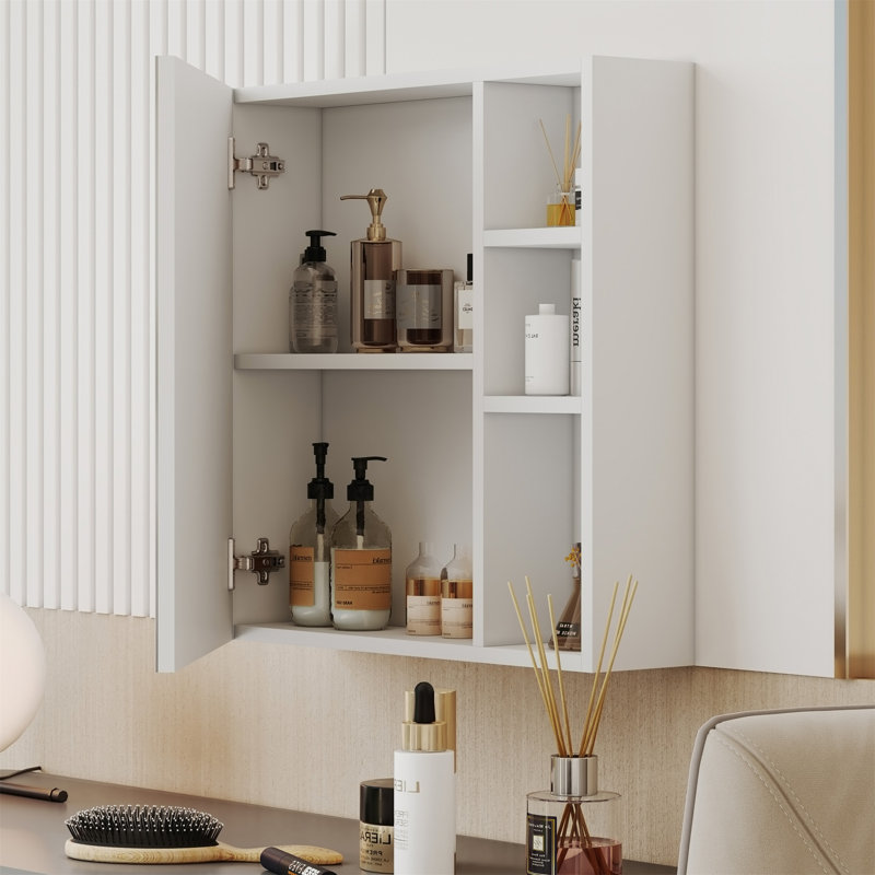 A White MDF Material Mirror Cabinet