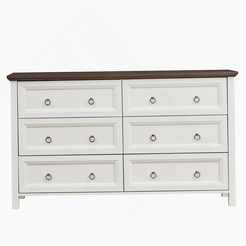 Commode horizontale en bois manufacturé à 6 tiroirs