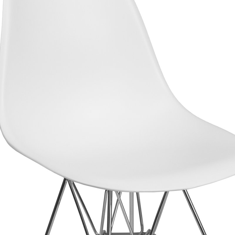 Daker Plastic Chair with Chrome Base, White
