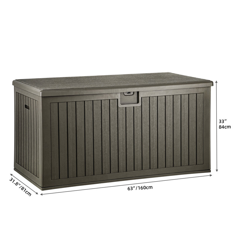 Balconera 230 Gallons Water Resistant Deck Box With Flexible Divide, Gray