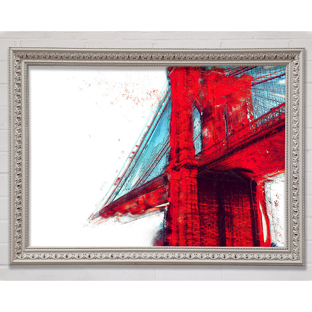 Rote Funky Brooklyn Bridge - Druck