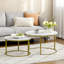 HOMCOM Coffee Table Set of 2 with Metal Frame for Living Room, White