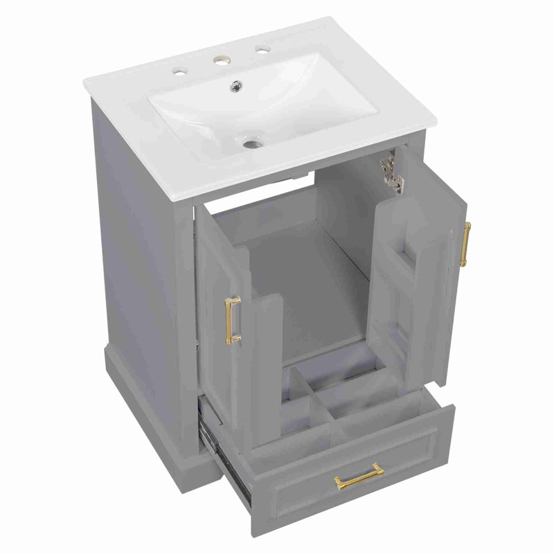 Meuble-lavabo autoportant, Grey, 24"