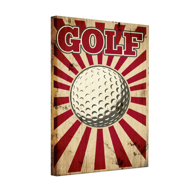 Bath & Laundry Golf Ball Sunburst Wood Pattern Print, 24" H x 16" W