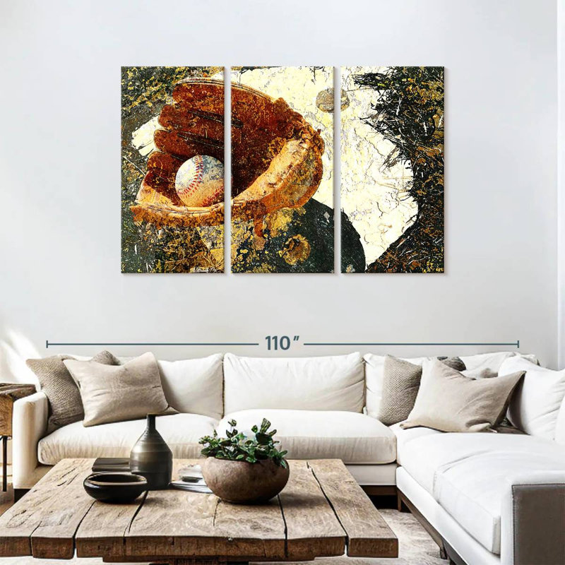 Sireci Grunge Baseball, 48" H x 74" W