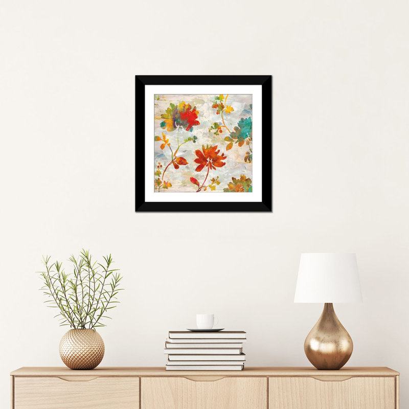 « jardin view ii », impression sur toile, H 16 po x l 16 po x P 1 po, Papier avec cadre noir, Blanc