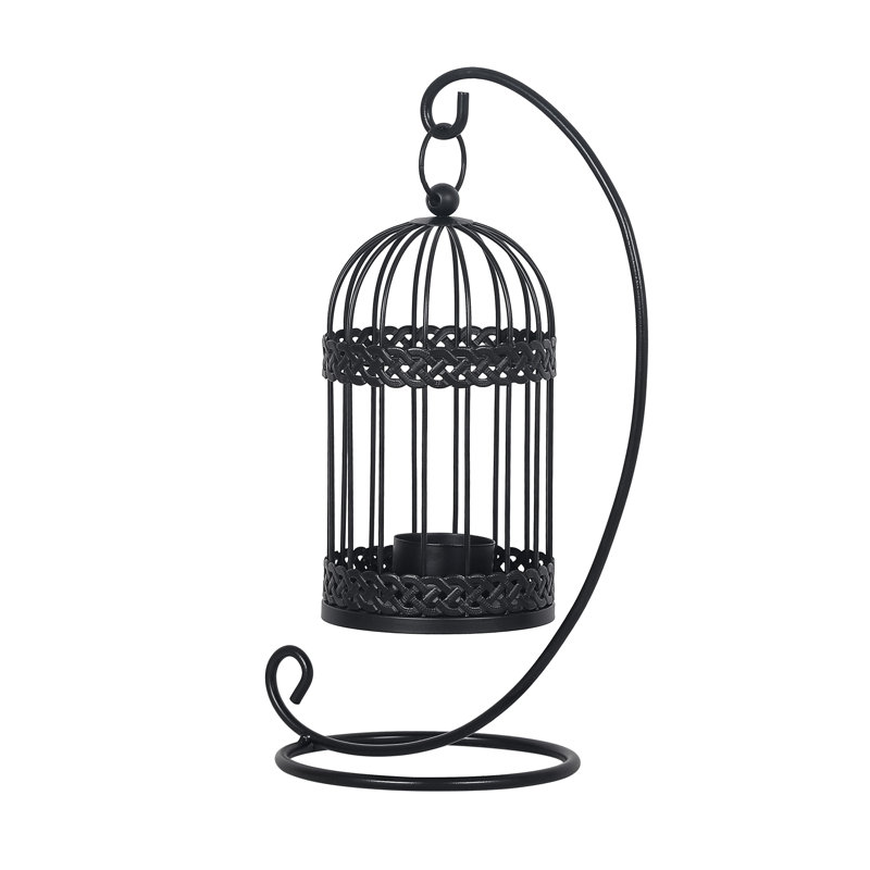 11.42'' H Metal Tabletop Lantern, Black