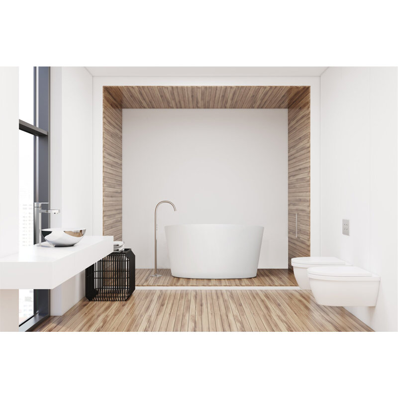 Baignoire autoportante à surface solide Metro 52 "x 52" Metro, Nickel poli, Blanc mat